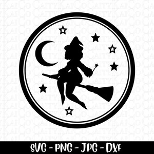 Witch and moon svg, Halloween svg, witch svg, celestial witchy svg, png, Halloween shirt design, crescent moon svg, instant download file