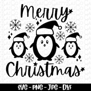 Feliz Natal pinguim svg, Natal svg, png, dxf, arquivo de corte svg, Feliz Natal clipart, design de camisa de pinguim, Download digital