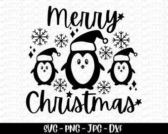 Merry Christmas penguin svg, Christmas svg, png, dxf, svg cut file, Merry Christmas clipart, penguin shirt design, Digital download