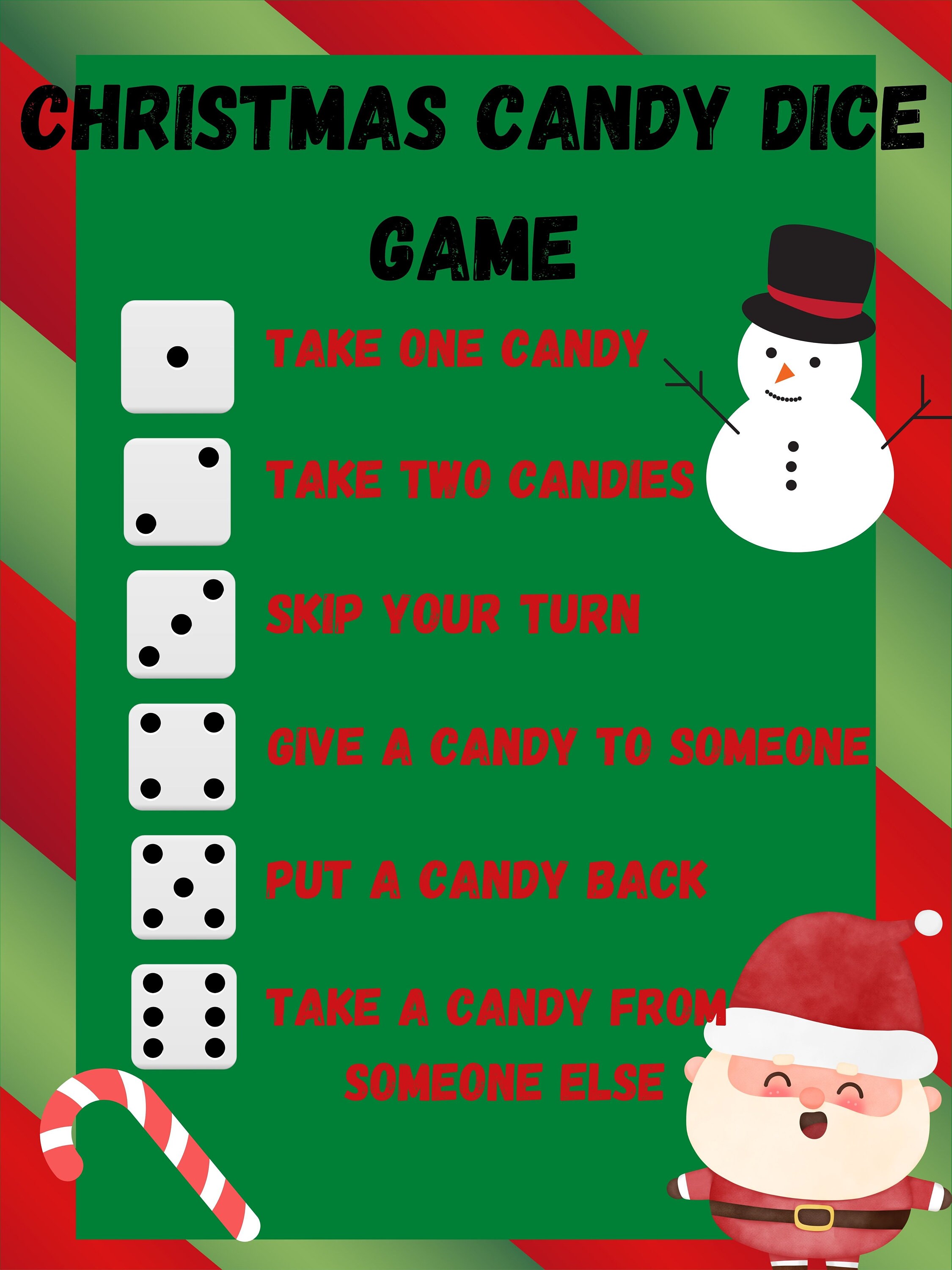 Christmas Candy Dice Game - Etsy