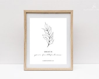Great Is Your Faithfulness Wall Art, Printable Wall Art, Christian Printable, Digital Print for Christian Home