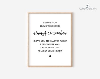 Before You Leave This Home Always Remember, Digital Printable, Inspirational Home Decor, Instant Download