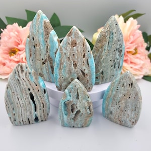 Natural Blue Hemimorphite Crystal Freeforms - Sparkly Hemimorphite Carvings - You choose!