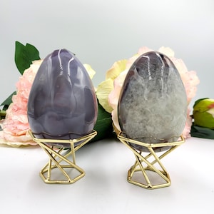 8cm+ Volcano Agate Crystal Eggs - Volcano agate crystal carving - FREE STAND image 1