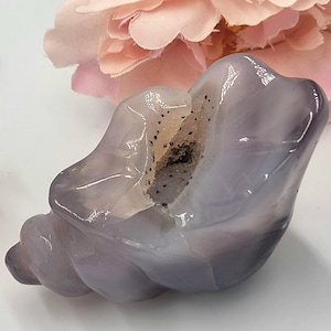 Druzy Agate Geode Carving - Agate Shell - Natural Drusy Agate Carving - Sparkly Crystal