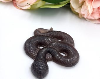 Ice Obsidian / Smokey Obsidian Snake Crystal Carving - Crystal Snake