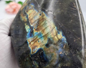 DISCOUNTED Natural big 1.3kg Labradorite Freeform Crystal - Part Flash Labradorite Crystal