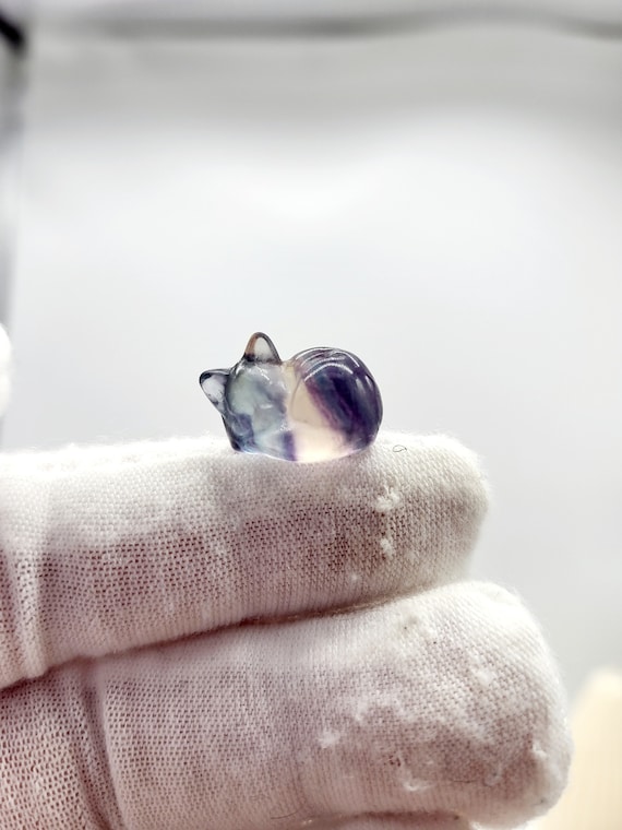 Mini Rainbow Fluorite Cat - Crystal Cat - Crystal Kitten - Crystal Carving - Cute