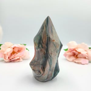 Colourful Ocean Jasper Flame - Natural Sea Jasper Crystal Carving
