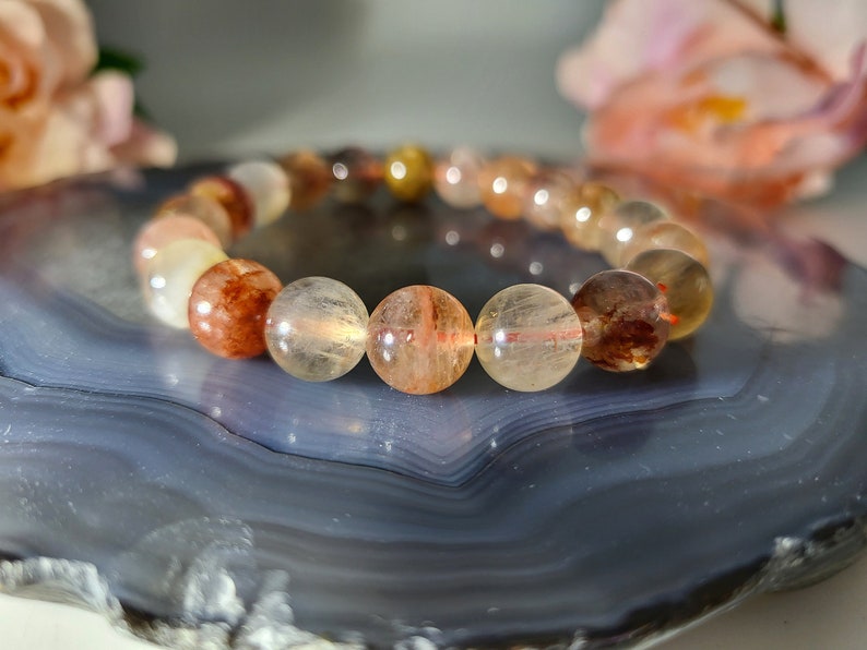 Natural 10mm Fire Quartz Bracelet - Elastic cord - High quality Natural Fire Quartz gemstone beads image 10