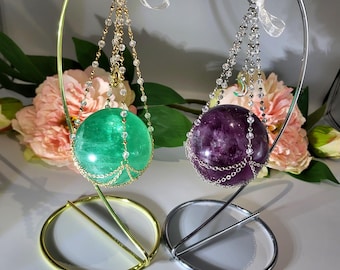 Suncatcher Crystal Sphere Stand - Hanging Crystal Sphere holder - Crystal hanging basket