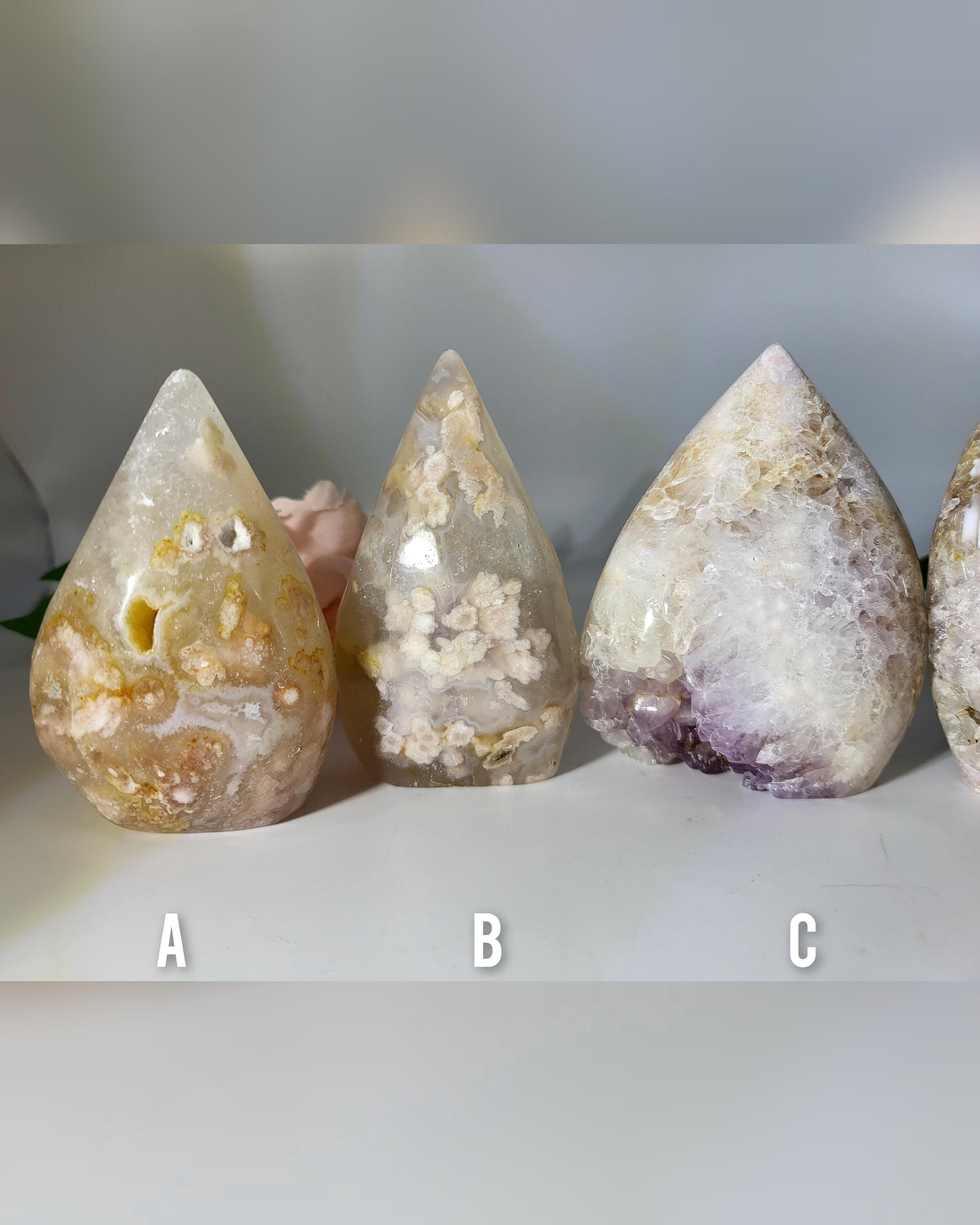 アゲートクリスタル置物 ピンクグレー フラワーアゲートクリスタル - 高品質のフラワーアゲートフリー