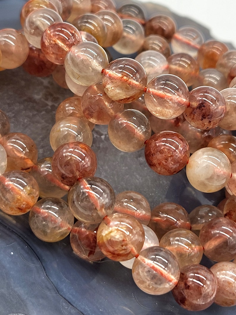 Natural 10mm Fire Quartz Bracelet - Elastic cord - High quality Natural Fire Quartz gemstone beads image 8