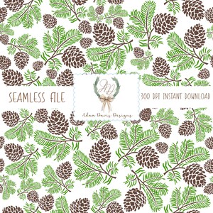 Pinecone Seamless Pattern | Pinecone| Pinecone Digital Art | Fall Invitation | Pinecone Scrapbook Paper | Pinecone clipart | Preppy Pinecone