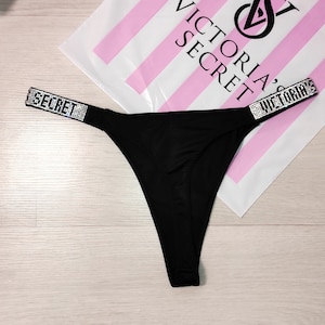 Victoria's Secret Pale Yellow Logo Band Cotton Thong Panty Medium