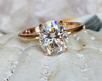 3.0 CT Oval Moissanite Engagement Ring  14K Yellow Gold Oval Anniversary Ring, Oval Solitaire Engagement Ring, Oval Moissanite Wedding Ring