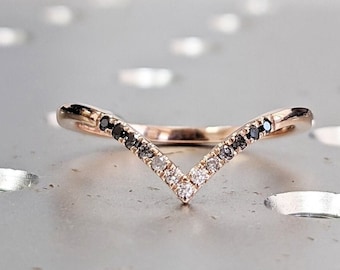 Half Eternity Wedding Ring 14K Rose Gold Moissanite Anniversary Ring Curved Wedding Band Promise Ring Gift for Her Anniversary Gift