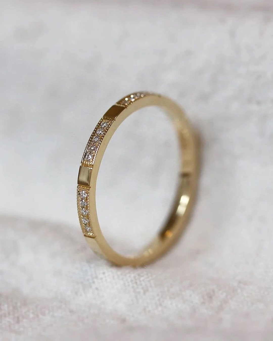 Full Eternity Bridal Ring 14K Yellow Gold Stacking Matching Band Bridal ...