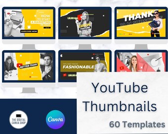 Youtube Thumbnail Canva Template, Youtube Thumbnails, Youtube Branding Kit, Youtube Templates