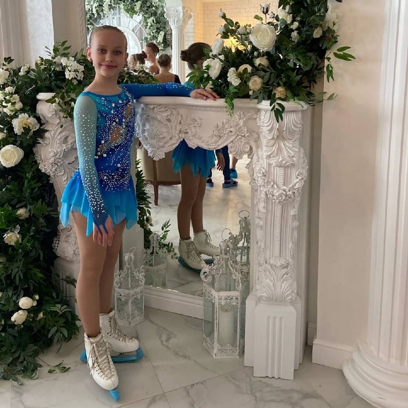 Light Sea Green Ice Skating Dressblue Ice Skating Etsy
