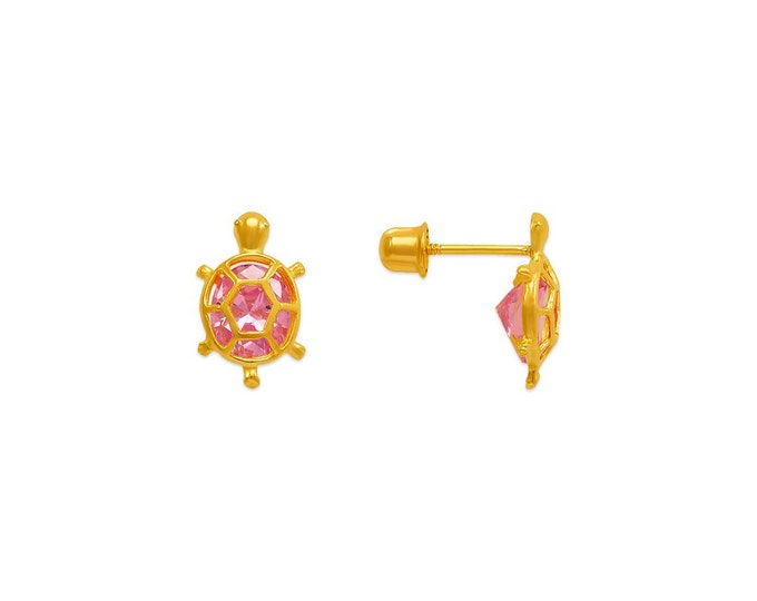 Turtle 7mm 14K Gold earring screw baby backing  For kids Baby Jewelry sold 1 pair Earrings Stud NEW!!!