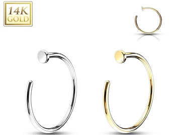 14K Solid Gold Nose Hoop  18 GA or 20 GA 8mm sold 1 piece Yellow Gold Nose Hoop Nose Ring 14K Real Gold