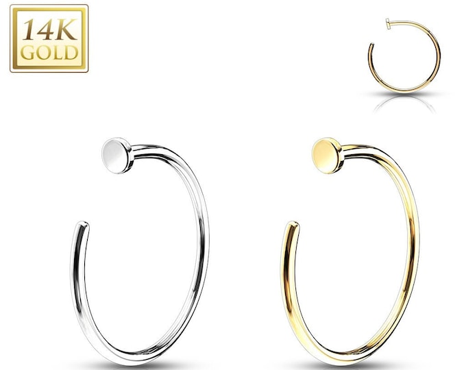 14K Solid Gold Nose Hoop  18 GA or 20 GA 8mm sold 1 piece Yellow Gold Nose Hoop Nose Ring 14K Real Gold