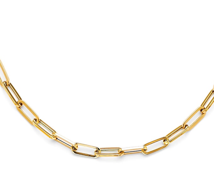 Paper Clip 14K Yellow Gold 3 sizes Available in bracelet or necklace 18 " inches