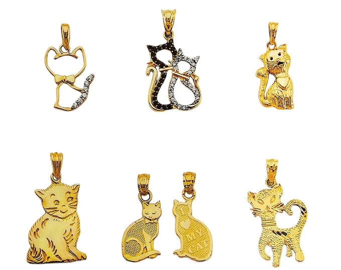 14K Gold , Real Genuine Gold , Cat Kitty Pendant Collection , Sold 1 Piece.