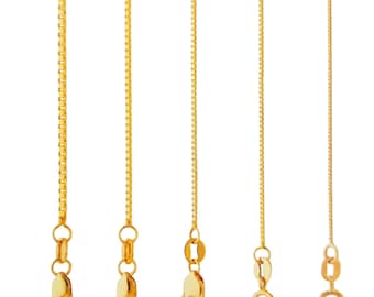 Box Chain Necklace 14K Real Gold with option 16 inches to 24 inches
