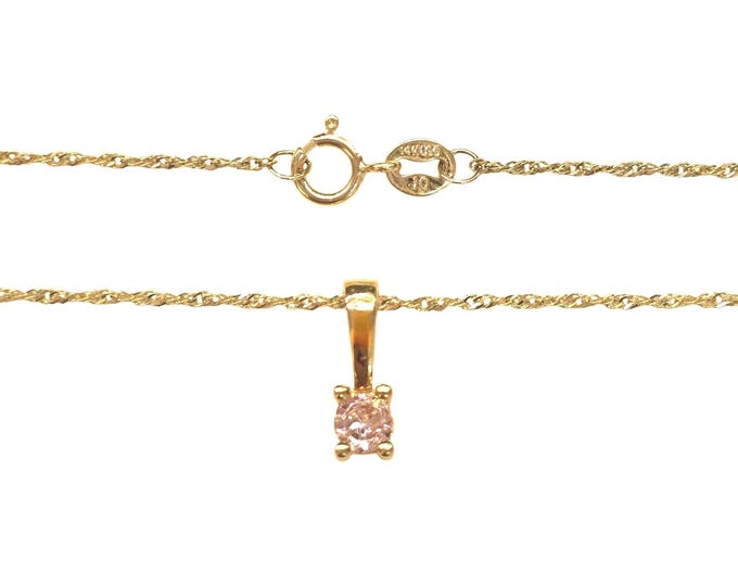1 Gemstone 14K Real Gold With Singapore 0.80mm Necklace 18 Inches included perfect for gift.