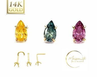0.25 carat Pear Shape Blue Cyan Moissanite 14K Gold Nose Ring  Blue Cyan Bright Shinny VVS1 Quality Pass Diamond Test