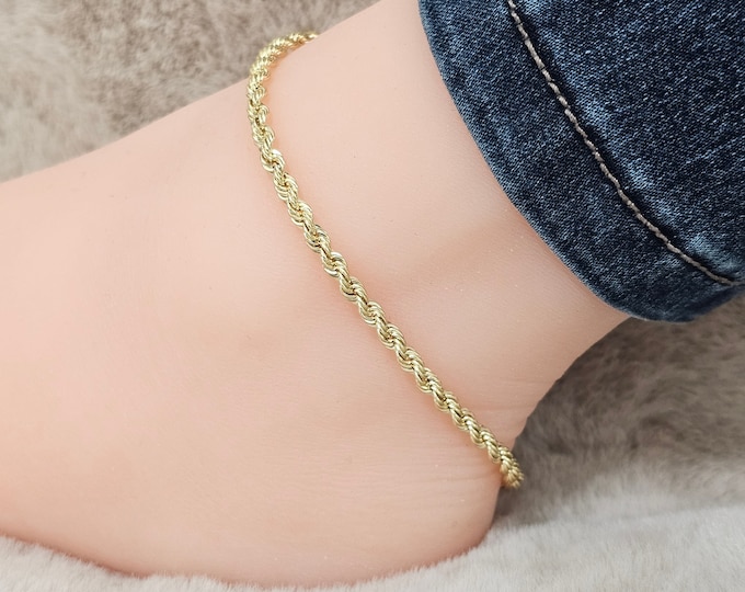 10K  Yellow Gold Anklet or Bracelet Rope Chain 4.00 MM Lobster Lock Real 10K gold.