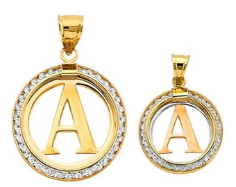 14K Gold , Real Genuine Gold , Round Shape Pendant Small 15mm or Medium 20 mm.