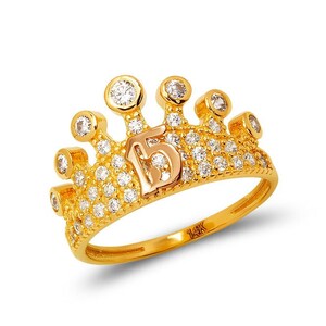 14K Gold Ladies 15 Anos Heart Filigree Ring / Sweet 15 Años Quinceanera Ring / 14K real gold Ring / 15th Birthday Ring Size 7