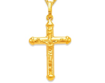 Cross Hollow Pendant Crucifix 14K Gold 3 Sizes Available Pendant Jesus Christian Pendant.