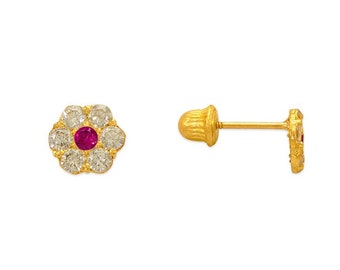Baby Flower 5mm Flower 14K Gold earring screw baby backing  For kids Baby Jewelry sold 1 pair Earrings Stud NEW!!!
