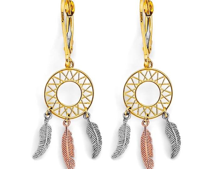 14K Real Gold 3C Dream Catcher, Sold Pendant only 1 Pair or earrings.