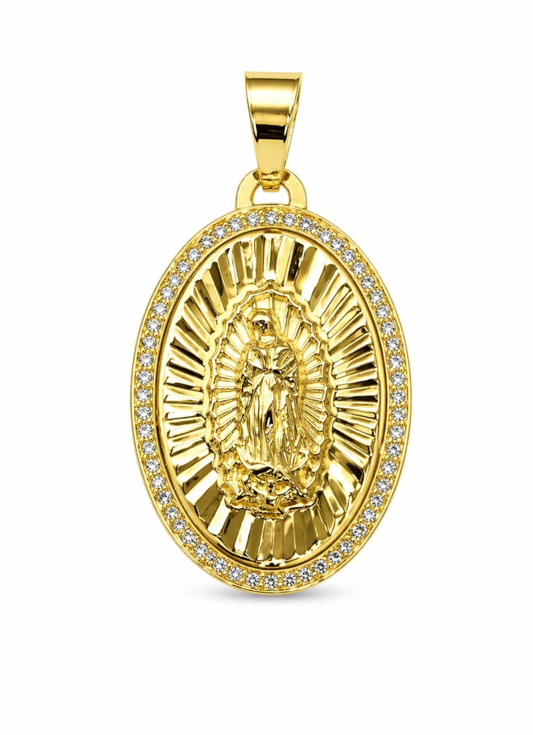14K Yellow Gold Rose Guadalupe CZ Pendant Available in 3 Sizes ...