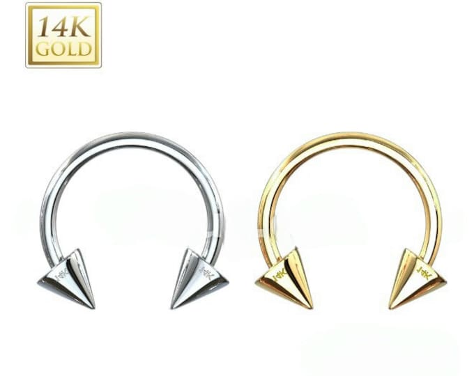 14K Gold Circular Barbell/Horse shoes 14k Solid Gold Horseshoe Plain Design External Threaded Screw