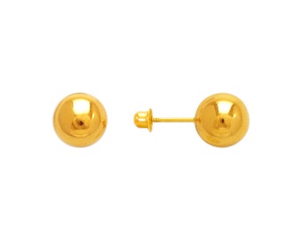 14K Real Gold Hollow Ball Earring Stud sold in 1 pair Baby Screw on Backing Real Gold 2mm - 8mm.