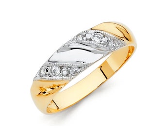 14K Gold  2 Tone With Gemstone of CZ Men's Ring Size 10 , Women's Set Wedding Ring size 7