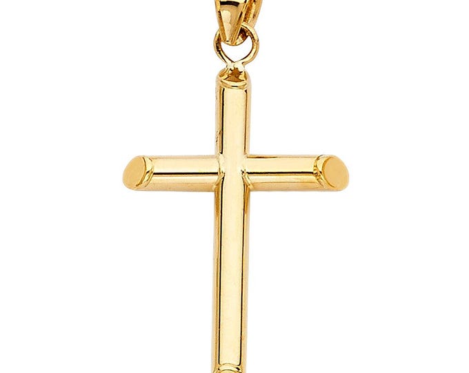 14K Gold , Real Genuine Hollow Gold , Cross Pendant in yellow gold or white gold, Only pendant.