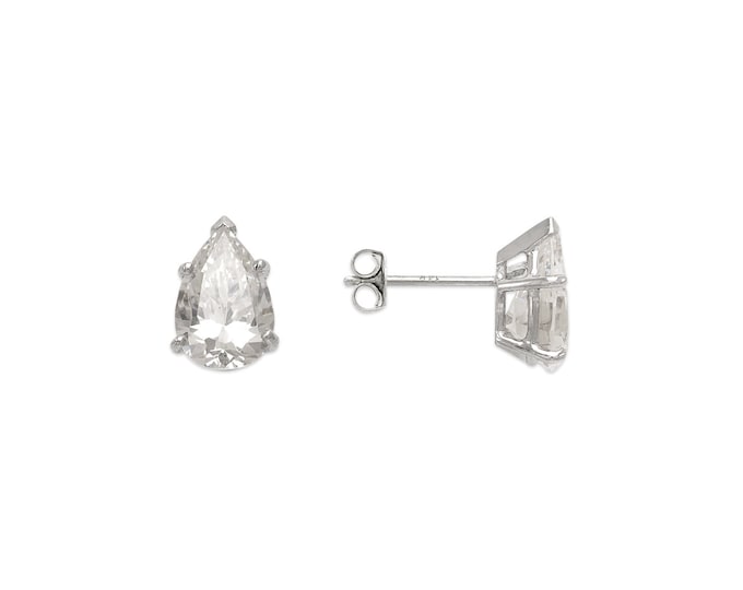 Tear Drop Pear Cut 14K Solid Gold Silicon Push Backing sold 1 Pair With High Quality CZ or Moissanite