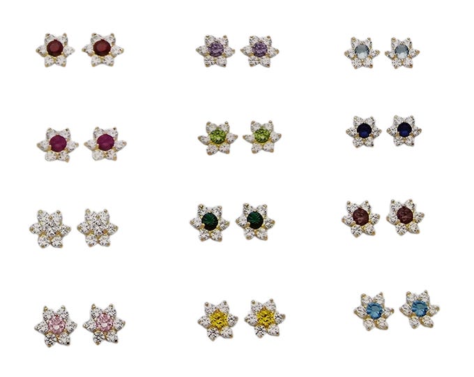 Baby Flower 7mm Flower 14K Gold earring screw baby backing  For kids Baby Jewelry sold 1 pair Earrings Stud NEW!!!