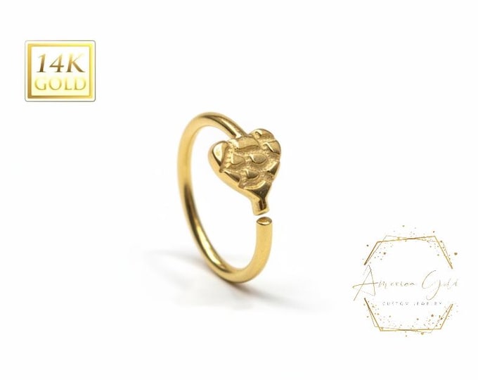 14K Solid Gold Nose Hoop  18 GA or 20 GA 8mm sold 1 piece Yellow Gold Nose Hoop Nose Ring 14K Real Gold