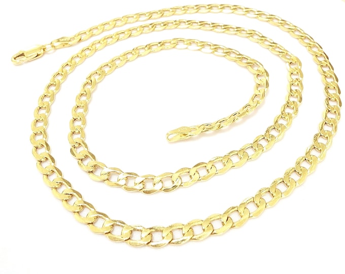 4.30MM 14K Real Gold Curb Cuban Chain Necklace Made In Italy , Real Gold 14K authentic.