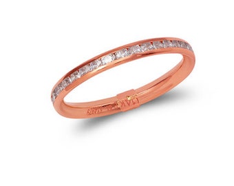 Thin 2.00 mm 14K Real Gold Eternity Ring with CZ, Love Rings, Birthday, Gift, Girl Rings Size 5 6 7 8 9