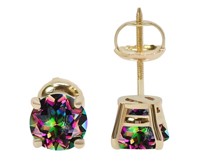 7Color Moissanite 14K Real Yellow Gold Heavier Weight Gold sold in 1 Pair Round Solitaire Heavy Solid Gold Earrings stud Pass Diamond Tester