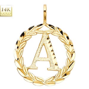Or 14 carats, véritable or massif véritable, pendentif rond couronne 3/4 pouce.